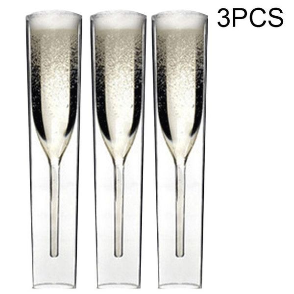 

ly 2/3/5pcs luxury flutes double-layer champagne glass innovative transparent clear wine glasses