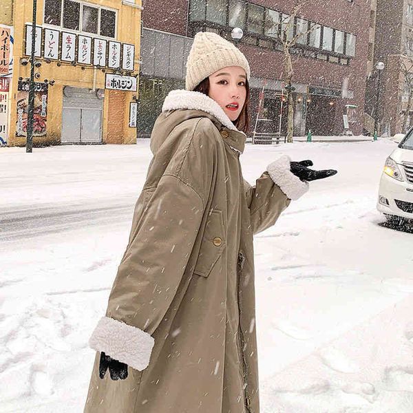 

Women's Wool & Blends Lamb Coat Winter Pie Overcoming Long Large Lapel Locomotive Loose Outwear Casual Thick Warm Fashion Parkas H8IU, Black