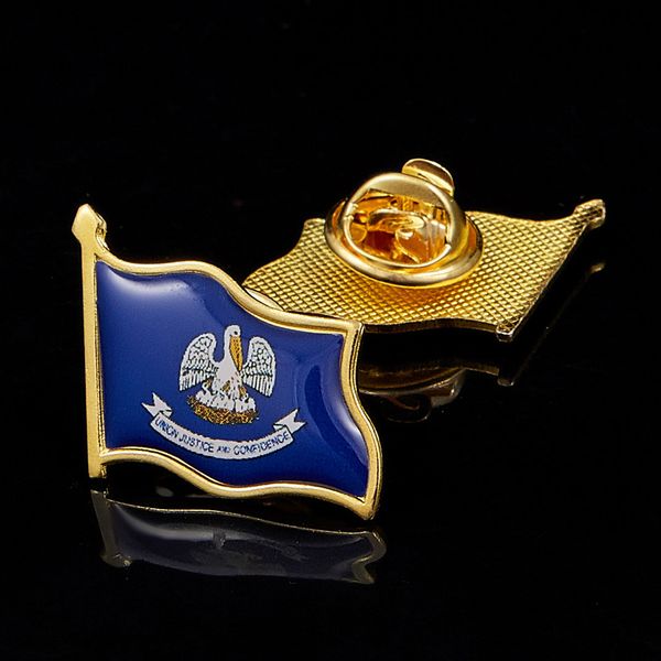 

30pcs state of louisiana novelty flag pattern gold plated brooch usa lapel pins gift