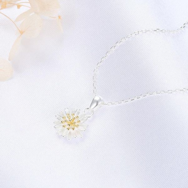 

chains pure silver daisy necklace women's net red small fresh chrysanthemum pendant