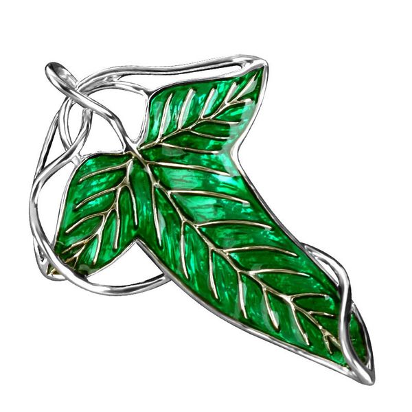 LOTR Arwen's Evenstar Elf Princess con catena Hobbit Elven Green Leaf Spilla Pin Badge per donna Uomo Colletto