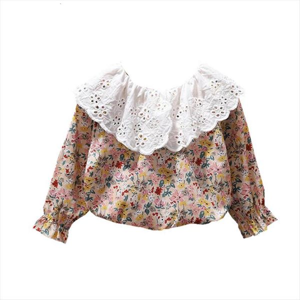 

kids girls clothes flower turndown collar baby shirts long sleeve autumn thin 1 6y, White;black