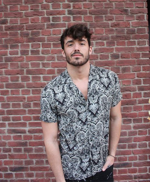 

men's fashion shirts 2021 totem print beach, White;black
