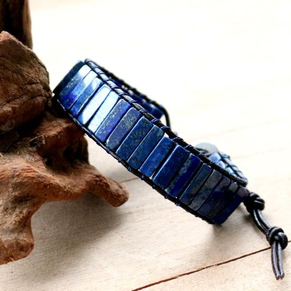 

charm bracelets high end yoga bracelet square shape lapis single leather wrap vintage beaded meditation drop, Golden;silver