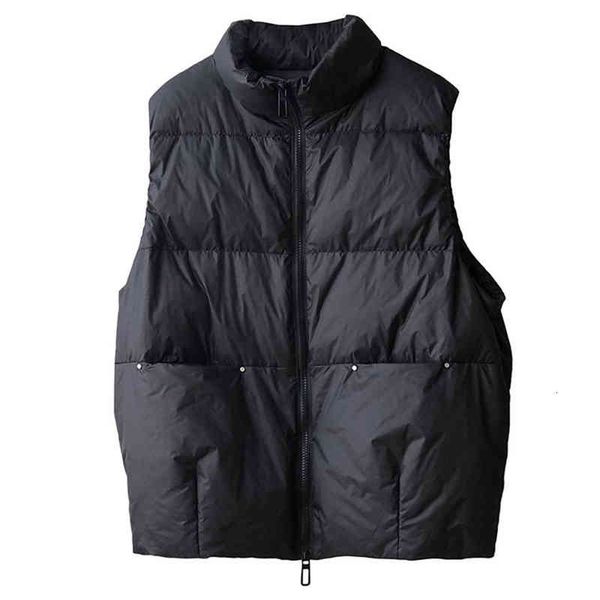 

down et vest coat women's 2021 spring and autumn korean version white duck loose waistcoat stand collar bread suit, Black