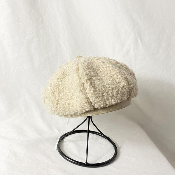 

berets beret female autumn and winter korean version japanese wild plush cap fashion british retro sweet painter hat trend, Blue;gray