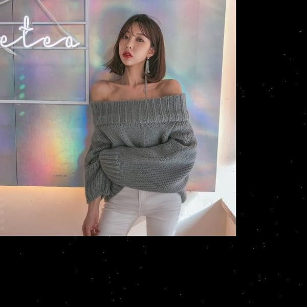 

women sweater fashion slash neck full sleeve knitted shoulder elastic pullovers femme off jumper, White;black