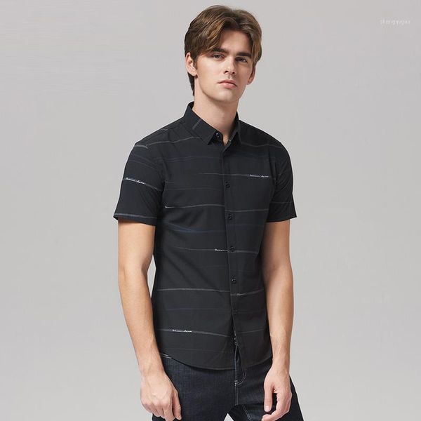 

men's dress shirts lksd summer bussiness shirt stripe turn-down collar offical causal for men u030400072, White;black