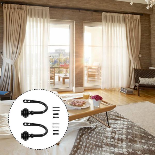 

2pcs u-shape curtain holdbacks iron hooks wall coat hangers & rails