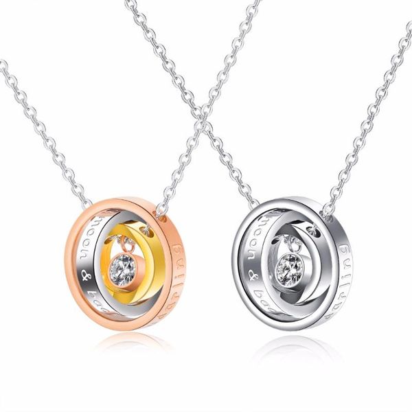 

pendant necklaces gift for lovers three circles necklace 3 crystal in stainless steel, Silver