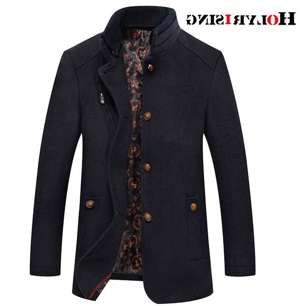 

men's wool & blends men coats fashion business overcoat warm coat for winter leisure pea male luxury thick clothes 18937-5, Black