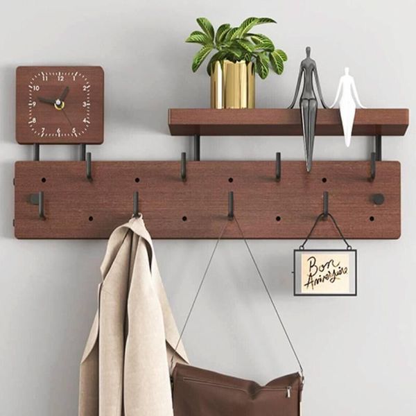

hooks & rails wall mount rack creative combination shelf coat living room decorative wooden tray holder home organizer