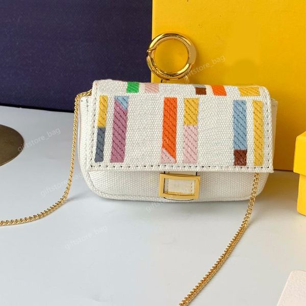 

giftstore_bag mini baguette bag shoulder bags flap coin purse canvas leather cross body wallet fashion f letter chains handbag golden hardwa