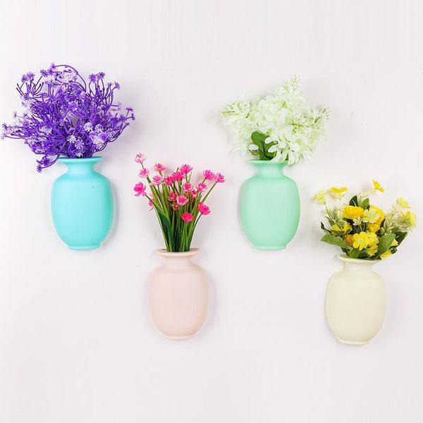

nano magic sticky flower vase wall hang room decor pot container floret bottle for decoration home decor2021 vases