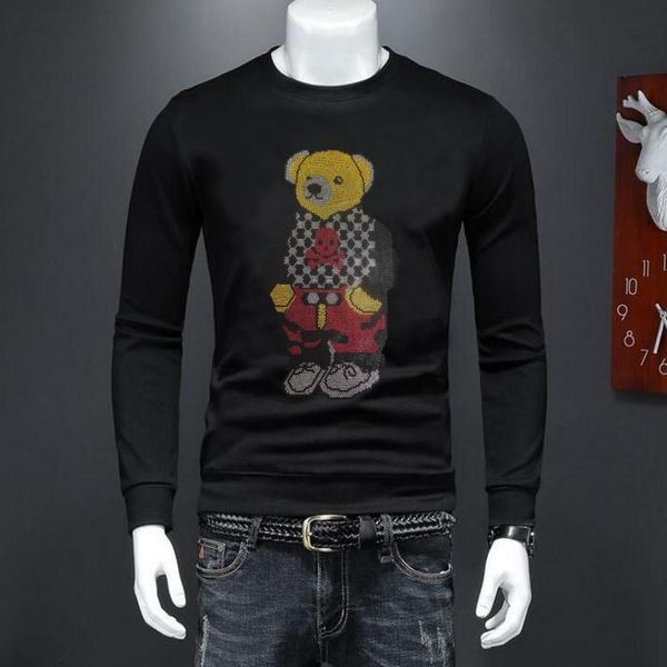 

men's hoodies & sweatshirts winter lovely drill bear cartoon oversized 4xl male quality, Black