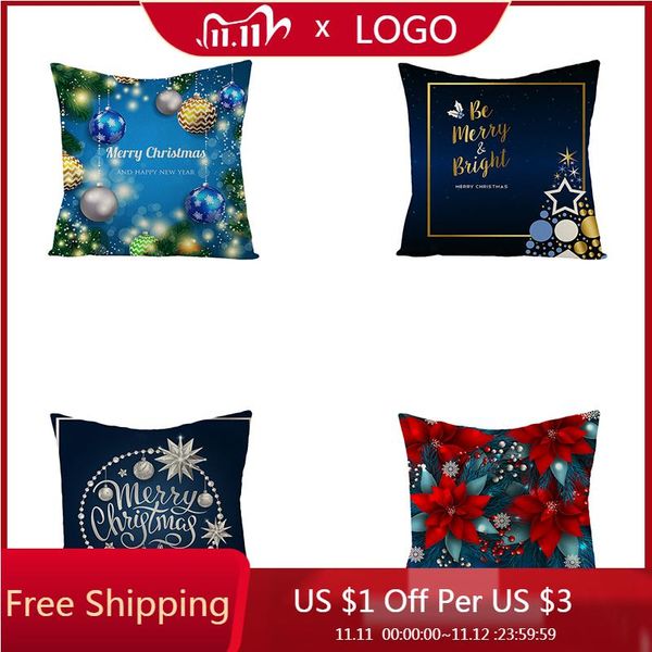 

cushion/decorative pillow christmas pillowcase dark color snowflake ball home decor cushion cover linen purple