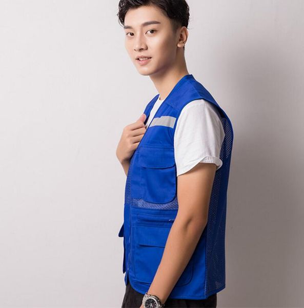 

wh w001# mesh multi-pocket reflective vest964944874874856444646556, Black
