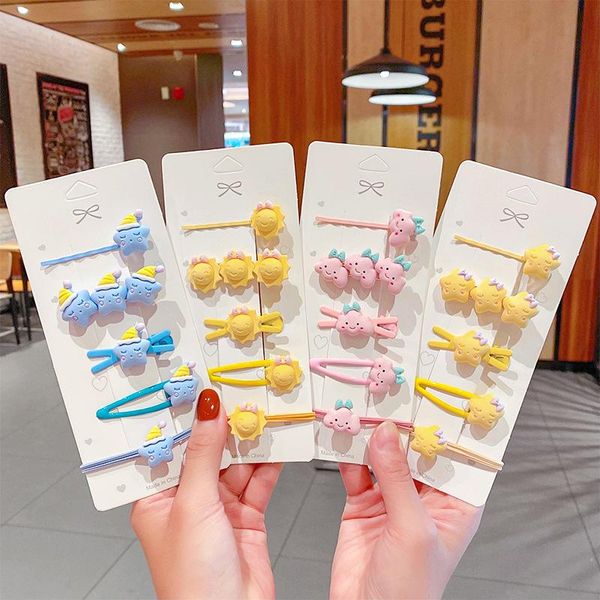 

hair accessories korean baby broken ponytail holder high elastic rubber band cute cartoon set hairpins children fashion, Slivery;white