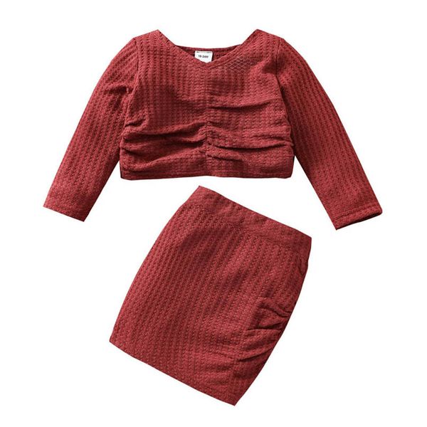

kids clothing sets girls outfits baby clothes children wear autumn winter plaid sweater skirt girl suit 2pcs b8273, White