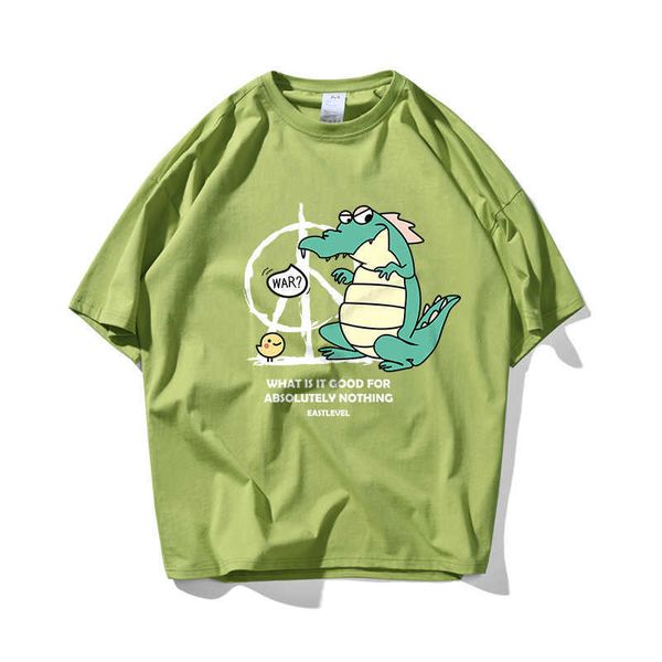 Anti Guerra Hip Hop Oversize T Shirt Uomo Streetwear Harajuku Maglietta Manica Corta Cotone Allentato HipHop T-Shirt Coppia 210603