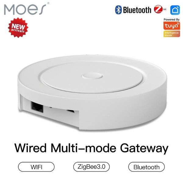 

smart home control moes multi-mode gateway zigbee wifi bluetooth mesh wired hub work with tuya app voice via alexa google