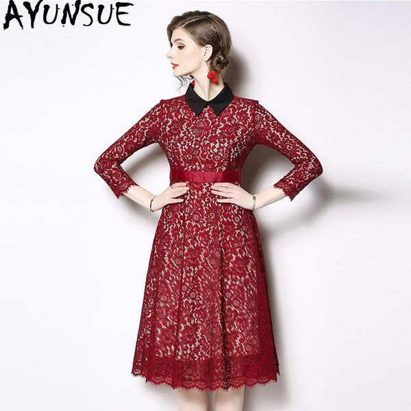 

casual dresses lace party dress spring summer women clothes 2021 office ol korean vintage elegant women's vestidos zt2157, Black;gray