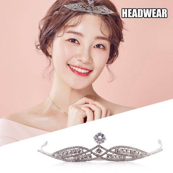 Fermagli per capelli Barrettes Diademi nuziali Copricapo Stile coreano Brillante cristallo Forma a corona Cerchio Po Ripresa Prop Accessori per eventi nuziali