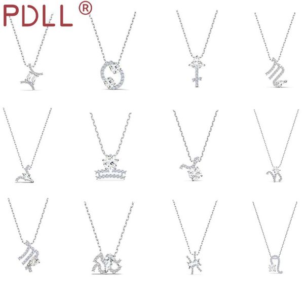 

chains pdll fashion jewelry swa1: 1 exquisite charm lucky zodiac guardian symbol clavicle chain crystal t-shaped clasp necklace, Silver