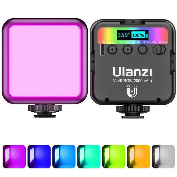 

ulanzi vl49 mini rgb video light lighting for pography 2000mah led camera vlog fill live flash heads