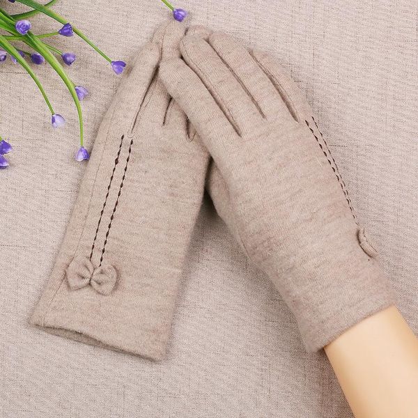 

five fingers gloves winter women plus velvet thickened warmth driving and riding touch screen cute cold wool, Blue;gray