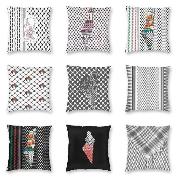 

cushion/decorative pillow palestinian handalah palestine kufiya pattern cushion cover 45x45cm tatreez embroidery soft cute case home decor