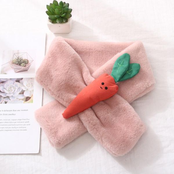 

caps & hats winter girls scarf baby cute cartoon carrot appliques accessories kids infant fluffy soild wool suits, Yellow
