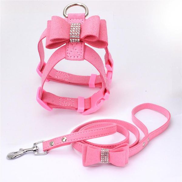 

dog collars & leashes adjustable drilling bow pet chest strap cat leash rope set small collar back supplies
