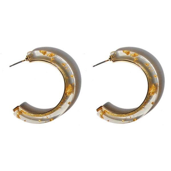 

transparent c shape drop earring for women girl metal half round piercing earrings statement jewelry brincos dangle & chandelier, Silver