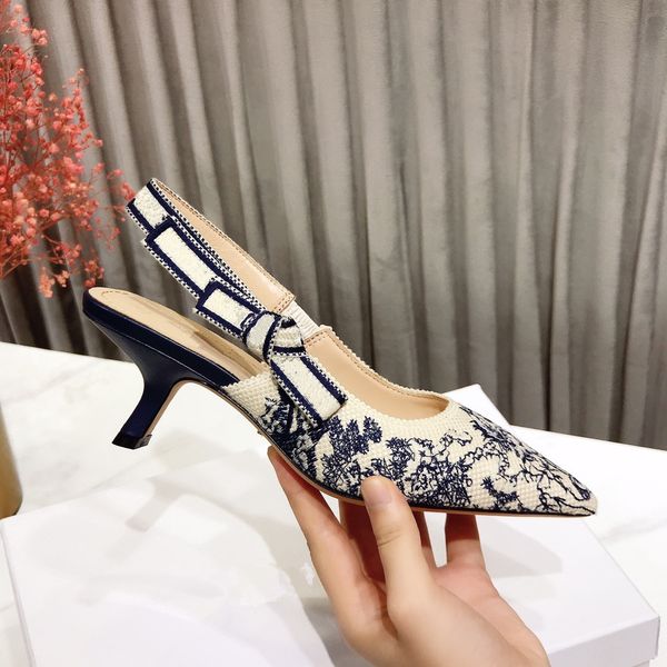 

sandals 2021 women fashion color block embroidered pumps spring high heels ladies designer brand sandals sheep insoles pointed toe, Black