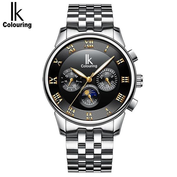 

wristwatches mens watches brands luxury automatic mechanical watch men full steel business waterproof sport relogio masculino, Slivery;brown