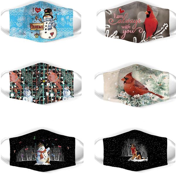 

custom logo christmas mask cotton snowman printed mask dust and cold proof filter