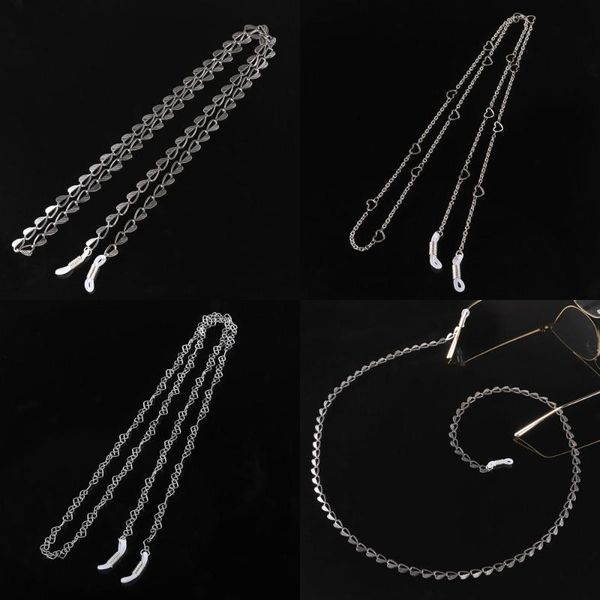 

other fashion accessories stainless steel heart sunglasses chain eyeglass chains anti-slip eyewear cord holder neck strap reading glasses ro, Silver
