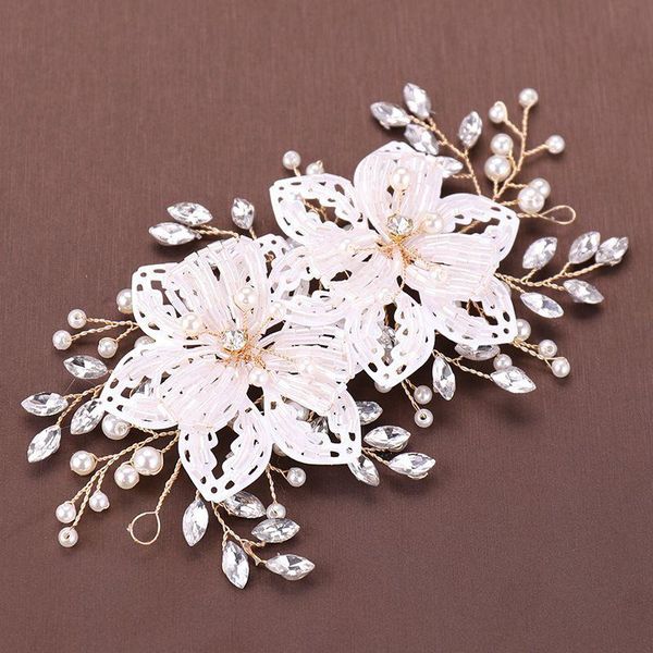 

hair clips & barrettes bride's headdress euro-american strip with handmade flowers crystal ornaments marriage accessories jewelry fd749, Golden;silver