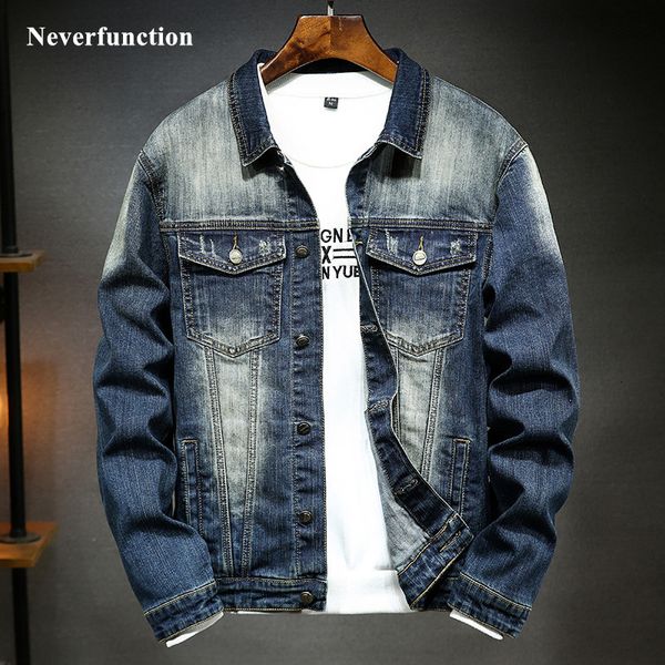 

hoodies spring autumn men vintage stretch slim cotton jacket fashion streetwear casual simple solid denim jackets outerwear, Black