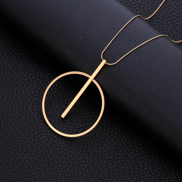 

simple big round pendant necklace women minimalist gold circle long elegant collier femme 2021 fashion jewelry her gift necklaces, Silver