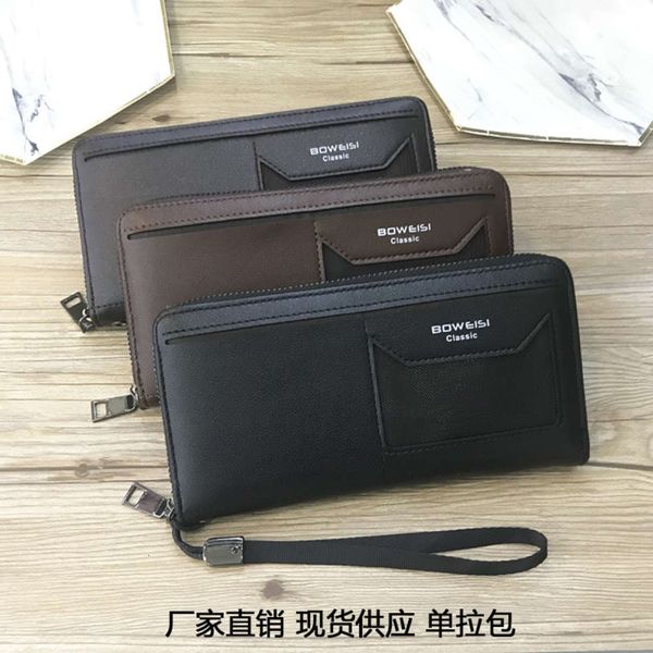 

the wallet long wallet zipper fashion handbag casual men's wallet, Black