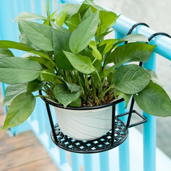 

storage baskets garden supplies outdoor hanging basket plant iron racks fence balcony round flower pot decoration