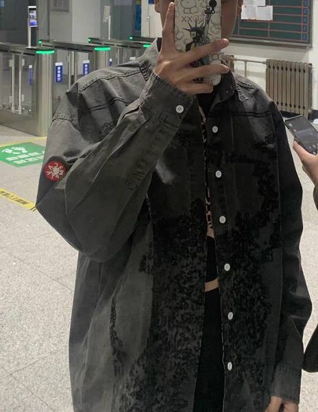 

tee 21ss high-quality silver noise big japanese sleeve retro shirts kanye west hip cavempt shirt, White;black