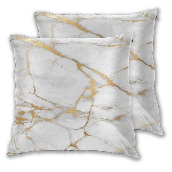 

pillow case square decorative throw pillows gold and white marble cushion covers cases pillowcases for sofa bedroom car chair 2 pieces