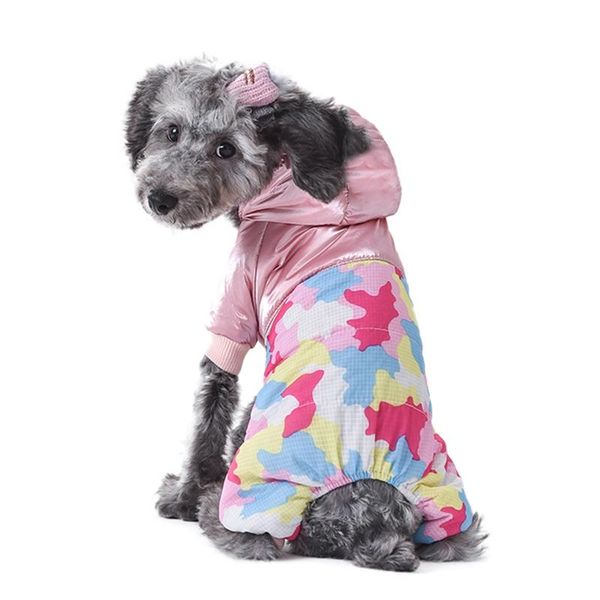 

pet winter cotton coat for dogs puppy warm thickening color patched accessories cute jumpsuit with cashmere liner dog apparel