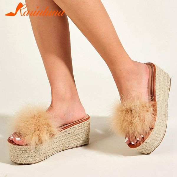 

karin 2021 summer new female beach vacation slippers platform wedges high heels women slippers fashion outdoor women shoes, Black