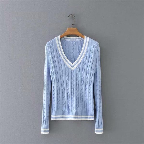 

united states womens light sweaters blue twist v neck long sleeve knitwear manufacturers selling wholesale sweater female, White;black