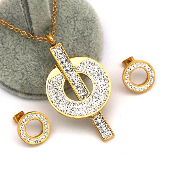 

earrings & necklace selling stainless steel jewelry set gold color earring&necklace for women wedding accessories, Silver