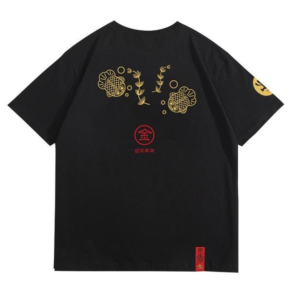 

men's t-shirts little goldfish cartoon pattern printing short sleeve tees summer 2021 quality 100% cotton fashion luxury t shirt men m, White;black